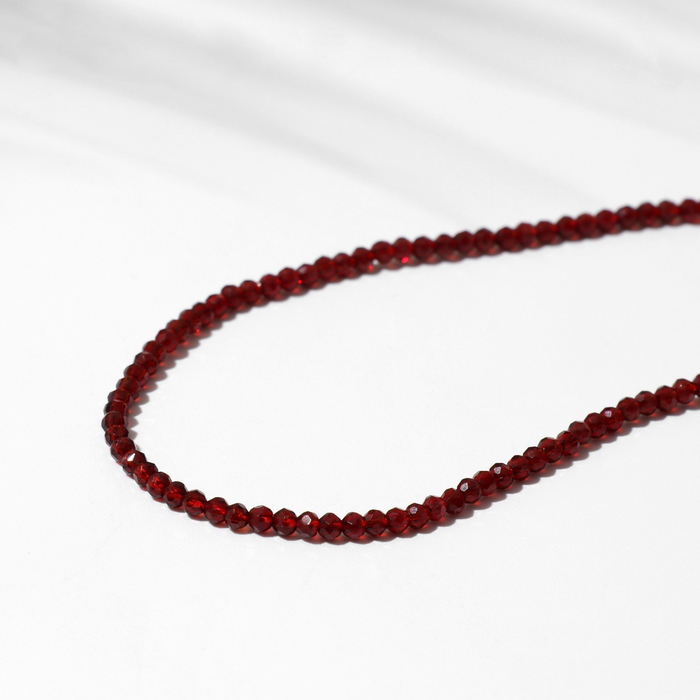 Бусины на нити шар №2 гранёный «Шпинель», под гранат, 37 см