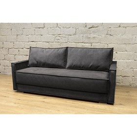 Прямой диван «Лофт 2», еврокнижка, микровелюр, НПБ, цвет графит