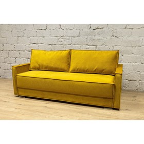 Прямой диван «Лофт 2», еврокнижка, микровелюр, НПБ, цвет горчичный