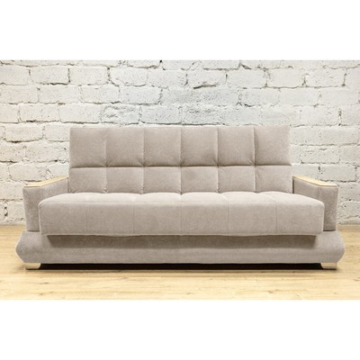 Прямой диван «Прайм 5», книжка, микровелюр, НПБ, цвет светло-серый / МДФ светлый