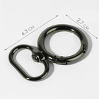 Кольцо-карабин, 43 мм, d=27/19 мм, толщина - 4.5 мм, с креплением 20×3 мм, 5 шт., цвет чёрный никель - Фото 2