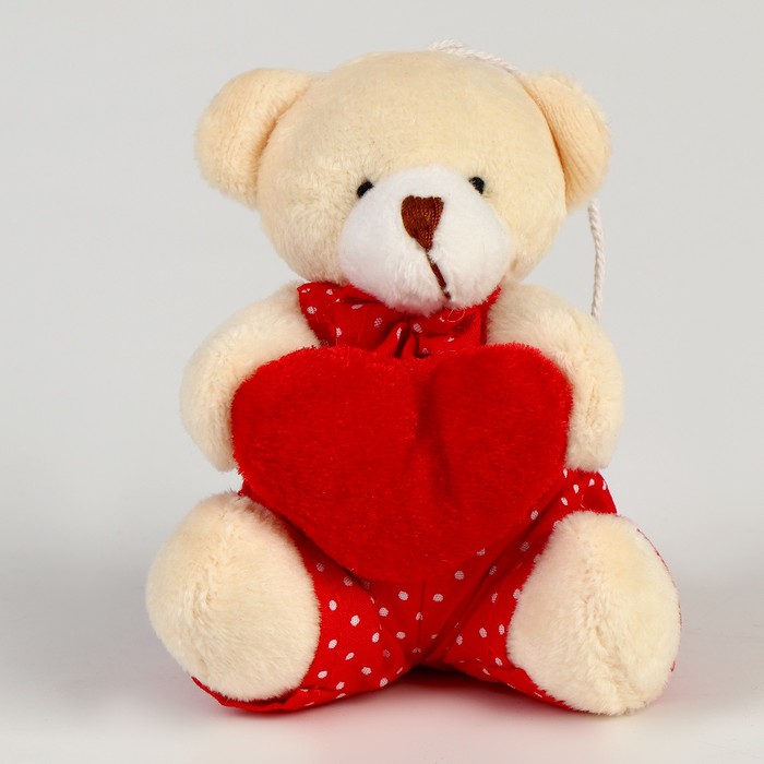 Мягкая игрушка «Медведь с сердцем» на подвесе, виды МИКС - Фото 1