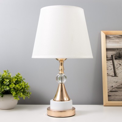 Настольная лампа «Марфа» Е27 40 Вт бело-золотой 22×22×40 см RISALUX