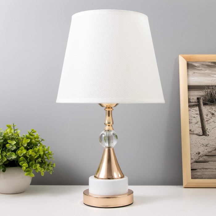 Настольная лампа «Марфа» Е27 40 Вт бело-золотой 22×22×40 см RISALUX - Фото 1