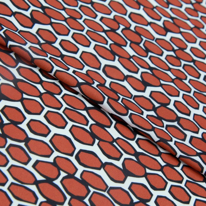 Ткань плательная набивная, ширина 145 см, цвет красный - Фото 1