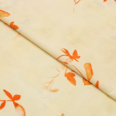 Ткань плательная софт набивная, стрейч, ширина 148 см, цвет оранжевый