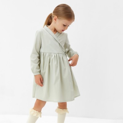 Платье однотонное для девочки MINAKU: Cotton collection, цвет фисташковый, рост 86-92 см