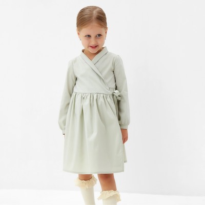 Платье однотонное для девочки MINAKU: Cotton collection, цвет фисташковый, рост 86-92 см