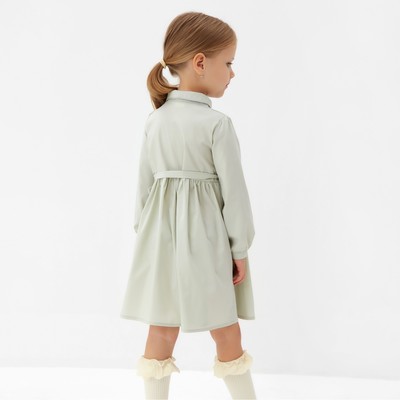 Платье однотонное для девочки MINAKU: Cotton collection, цвет фисташковый, рост 86-92 см