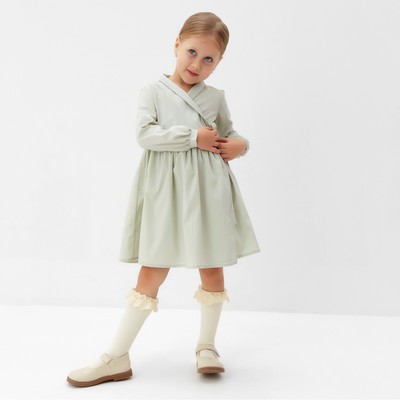 Платье однотонное для девочки MINAKU: Cotton collection, цвет фисташковый, рост 98-104 см