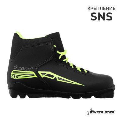 Ботинки лыжные Winter Star comfort, SNS, р. 46, цвет чёрный, лого лайм/неон