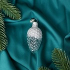 Ёлочное украшение "Шишка в снегу", прозрачная серия, серебро, в подарочной упаковке, h-8см - фото 2901033