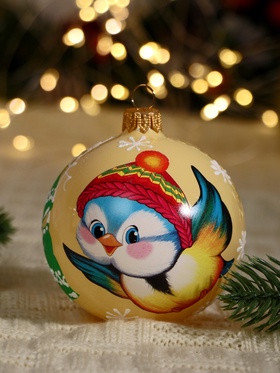 Ёлочный шар «Синичка в шапочке», d=8 см, в подарочной упаковке, МИКС