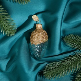 Ёлочное украшение "Шишка в снегу", прозрачная серия, золотая, в подарочной упаковке, h-8см