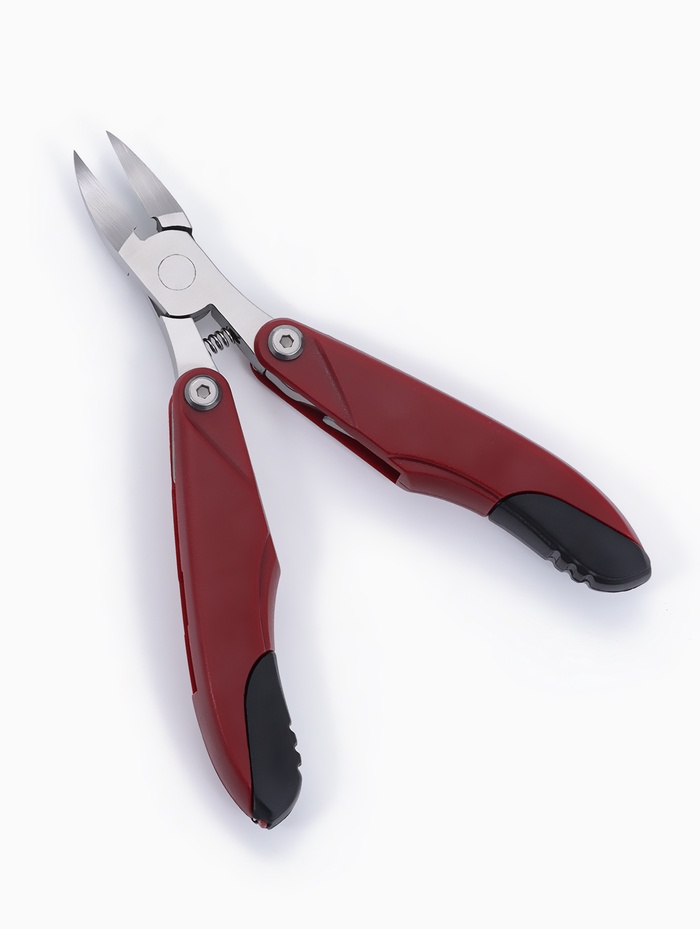 Кусачки педикюрные, 3 в 1, с лазерной пилкой, изогнутое лезвие, складные, 8.7 см, длина лезвия-18 мм, бордовые - Фото 1