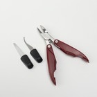 Кусачки педикюрные, 3 в 1, с лазерной пилкой, изогнутое лезвие, складные, 8.7 см, длина лезвия-18 мм, бордовые - Фото 14