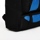 Рюкзак туристический на молнии, 5 наружных карманов, цвет чёрный/синий - Фото 9