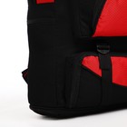 Рюкзак туристический на молнии, 5 наружных карманов, цвет чёрный/красный - фото 7633415