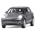 Машина металлическая Porsche Cayenne S, 1:32, свет, звук, инерция, открываются двери, багажник, цвет серый - фото 3624270