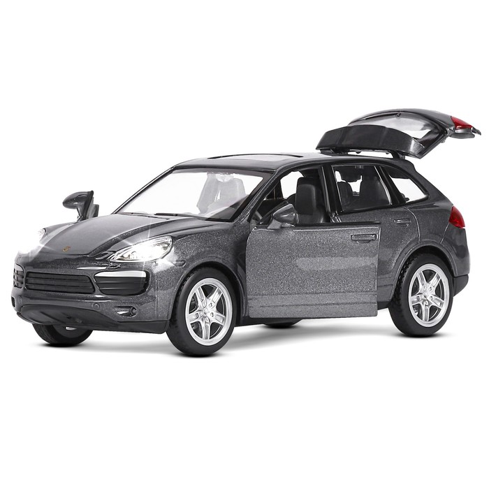 Машина металлическая Porsche Cayenne S, 1:32, свет, звук, инерция, открываются двери, багажник, цвет серый