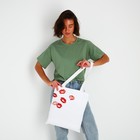 Сумка шопер «Поцелуи» 35×0.5×40 см, отдел без молнии, без подклада, белый - фото 23297628