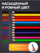 Карандаши цветные, 12 цветов, Calligrata TOP, шестигранные, пластиковые - Фото 3