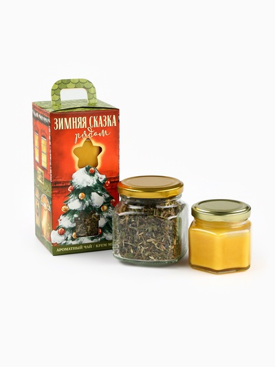 Подарочный набор новогодний «Зимняя сказка», чай, крем-мёд