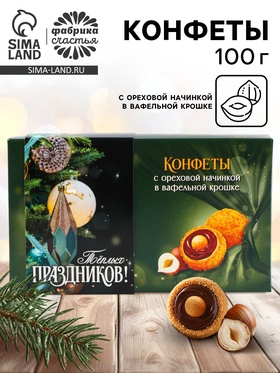 Шоколадные конфеты в коробке с обечайкой «Тёплых праздников», 100 г 9845873
