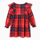 Платье для девочки KAFTAN «Клетка» с рюшами, красное, рост 98-104 см - фото 23561068