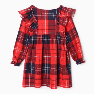 Платье детское с рюшами KAFTAN «Клетка» размер 32 (110-116 см)