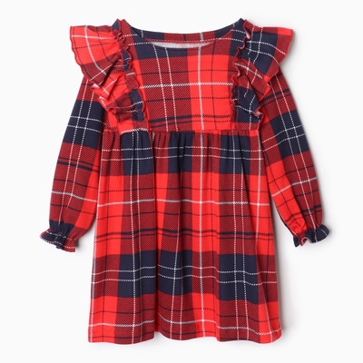 Платье детское с рюшами KAFTAN «Клетка» размер 32 (110-116 см)