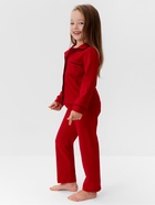 Пижама детская новогодняя: рубашка, брюки, KAFTAN: Classic line, красная, рост 134-140 см - Фото 5