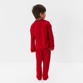 Пижама детская новогодняя (рубашка, брюки) KAFTAN Classic line, размер 36 (134-140 см), однотонная, красная