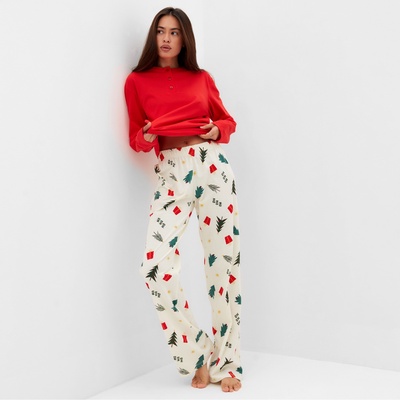 Пижама новогодняя женская (лонгслив, брюки) KAFTAN Christmas tree, размер 40-42