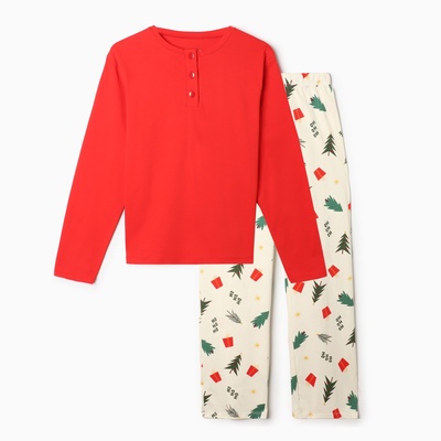 Пижама новогодняя женская (лонгслив, брюки) KAFTAN Christmas tree, размер 40-42