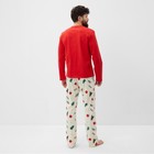Пижама новогодняя мужская: лонгслив, брюки KAFTAN Christmas tree, бежево-красная, размер 54 - Фото 4