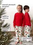 Пижама новогодняя детская: лонгслив, брюки, KAFTAN: Christmas tree, бело-красная, рост 134-140 см - Фото 2