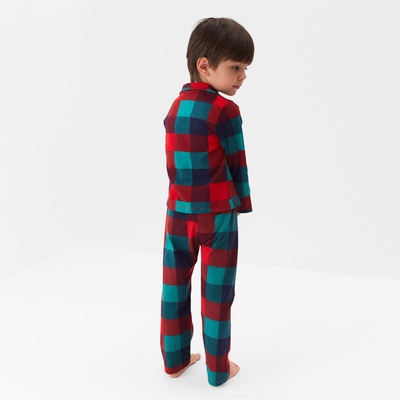Пижама детская новогодняя (рубашка и брюки) KAFTAN Xmas mood, размер 28 (86-92 см), красно-зелёная