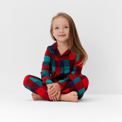 Пижама детская новогодняя (рубашка и брюки) KAFTAN Xmas mood, размер 28 (86-92 см), красно-зелёная