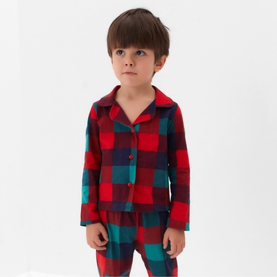 Пижама детская новогодняя (рубашка и брюки) KAFTAN Xmas mood, размер 28 (86-92 см), красно-зелёная