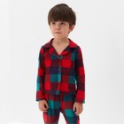 Пижама новогодняя детская: рубашка, брюки, KAFTAN: Xmas mood, красно-зелёная, рост 110-116 см - Фото 6