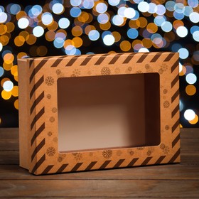 Коробка складная, крышка-дно, с окном "Подарок от Деда Мороза" 21 х 15 х 7 см
