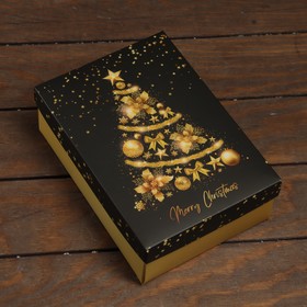 Коробка подарочная новогодняя складная, крышка - дно Merry Christmas 24?17?8 см (комплект 5 шт)
