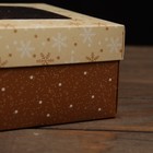 Коробка складная, крышка-дно, с окном "Новогодняя снежинка" 24 х 17 х 8 см - Фото 3