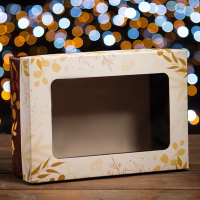 Коробка складная, крышка-дно, с окном "Merry Christmas" 24 х 17 х 8 см