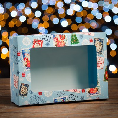 Коробка складная, крышка-дно, с окном "Новогодний подарок " 24 х 17 х 8 см