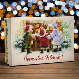 Коробка складная, крышка-дно,"Счастливого Рождества" 30 х 20 х 9 см