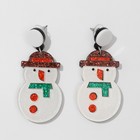 Серьги акрил "Новогодние" снеговики в шляпах, цветные в серебре - фото 793355