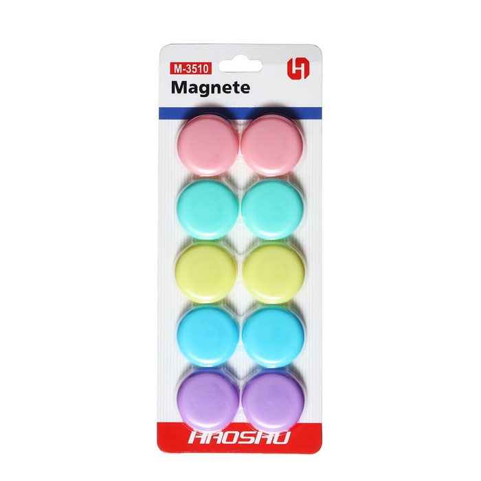 Набор магниты для доски d=3.5 см, 10 штук, на блистере, пастель - Фото 1