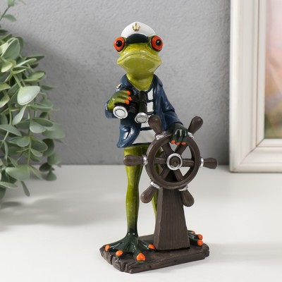 Фигурка полистоун лак «Лягушонок капитан корабля», 6×8×19 см